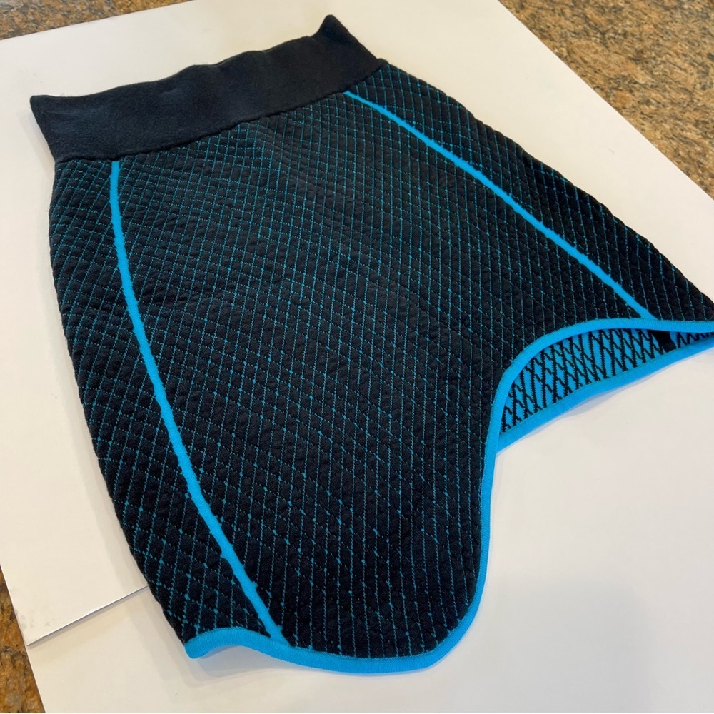 NWOT PH5 Wave Morose Wavy Mini Skirt - Black Rock with blue trim knit